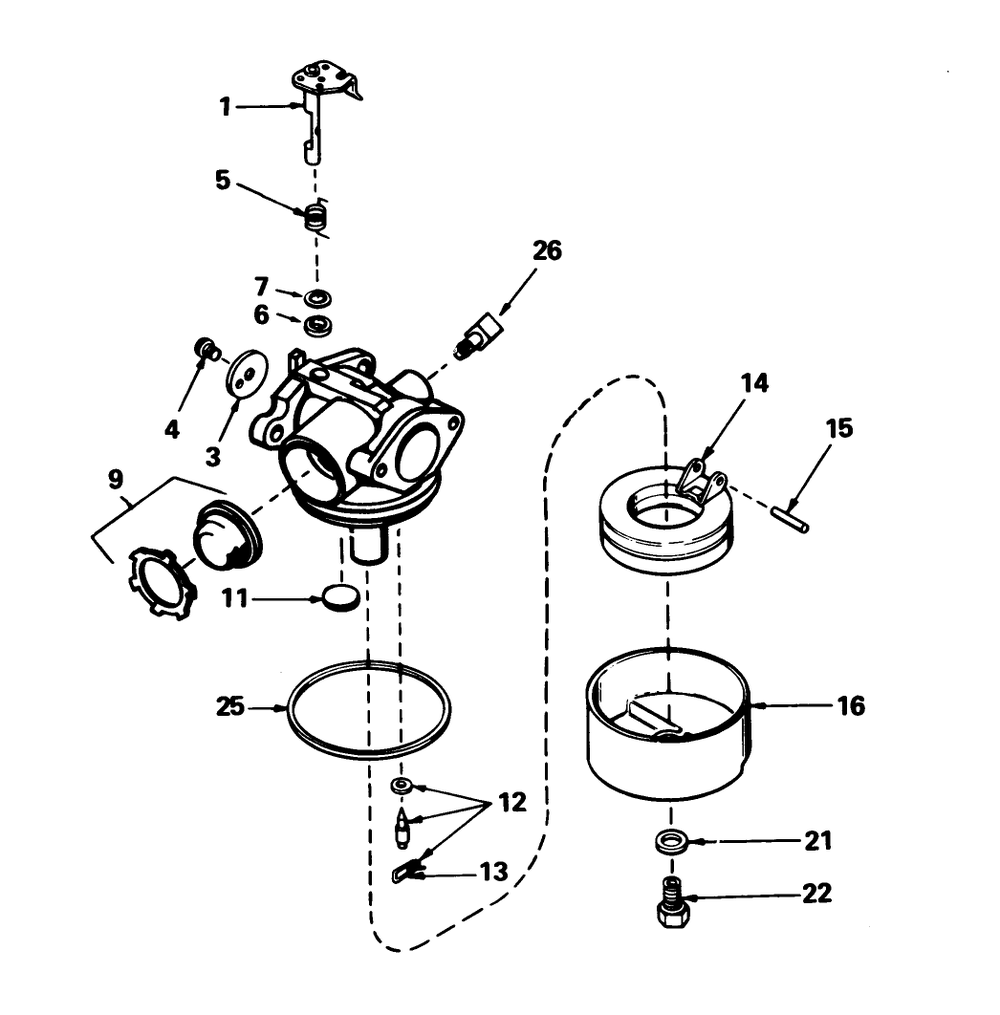 Carburetor No. 632098 Diagram and Parts List for 16575 8000001 - 8012678 Toro Lawn Mower