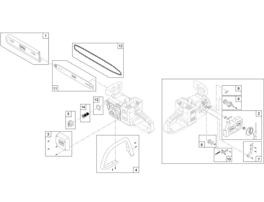 35cm Cordless Chainsaw Assembly Diagram and Parts List for 51138T 322000001-322999999 Toro Chainsaw