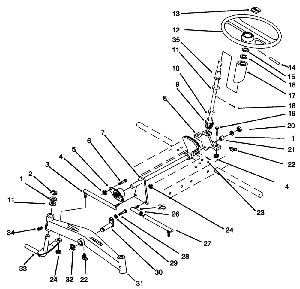Front Axle And Steering Diagram and Parts List for 73440 5900223 - 5999999 Toro Lawn Tractor