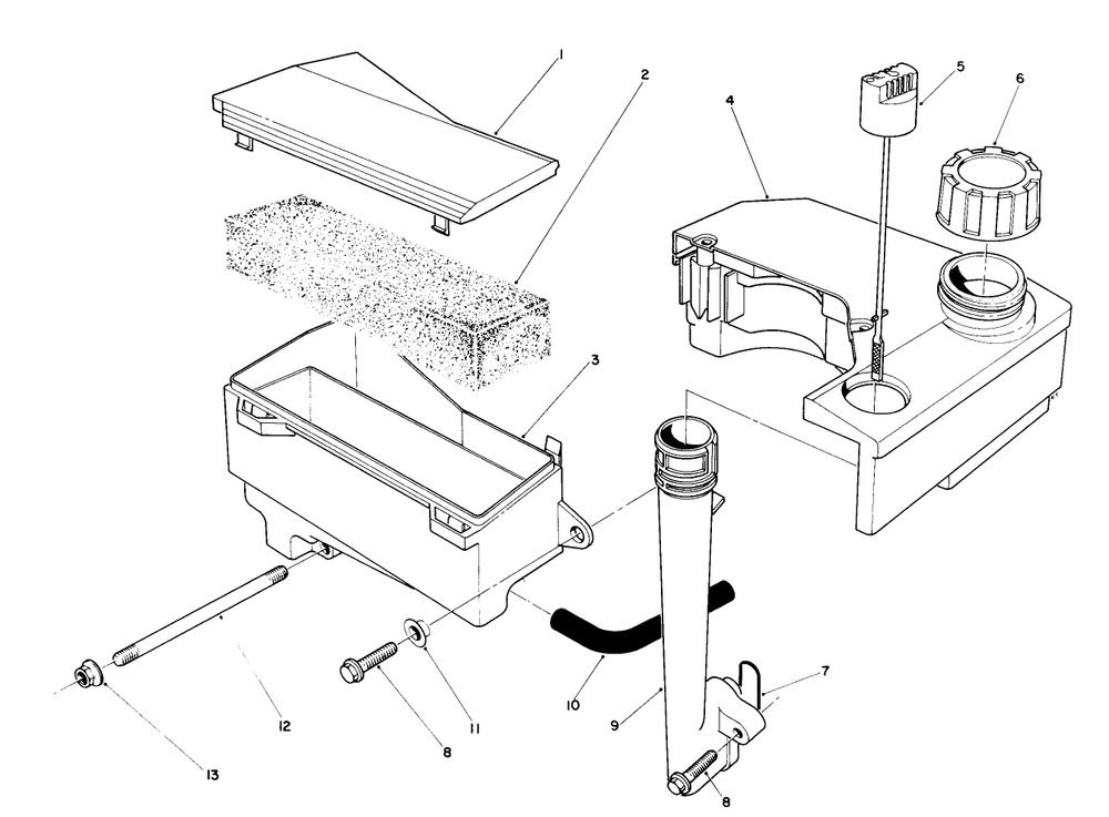 Air Cleaner & Fuel Tank Assembly (Model No. Vml0-5) Diagram and Parts List for 20926B 1000001 - 1999999 Toro Lawn Mower