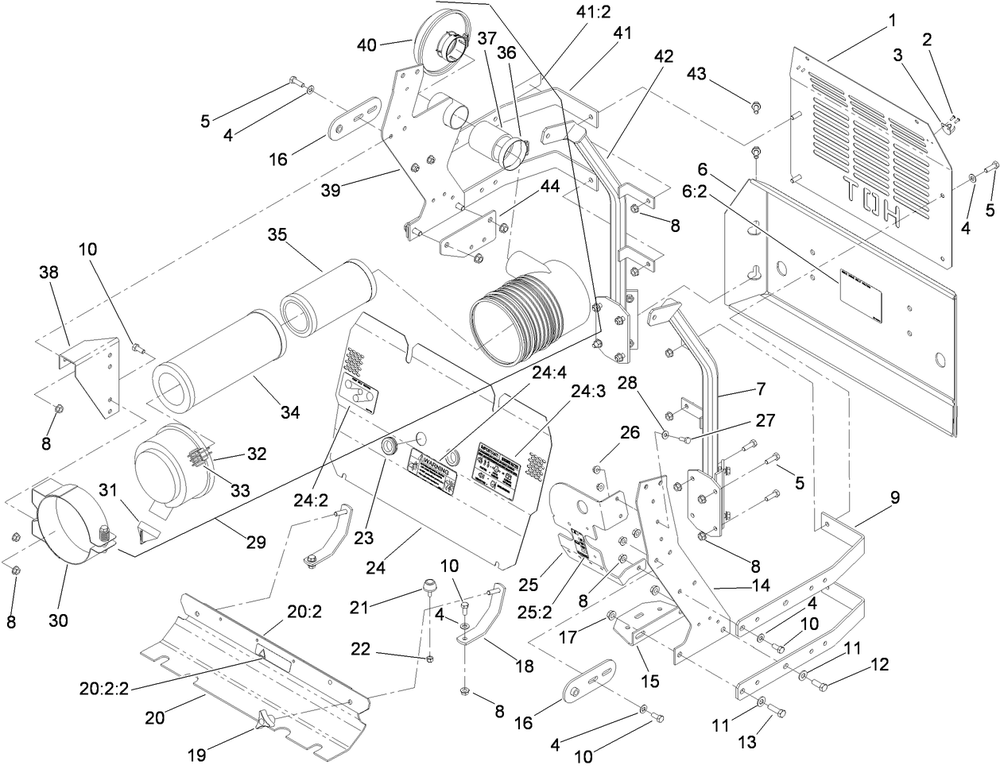 Front And Rear Engine Cover Assembly Diagram and Parts List for 74269 (311000001-311999999)(2011) Toro Lawn Mower