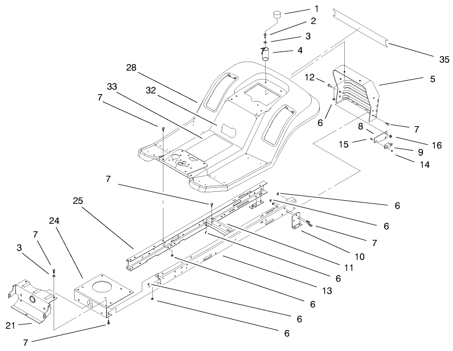 Frame & Body Assembly Diagram and Parts List for 71198 9900001 - 9999999 Toro Lawn Tractor