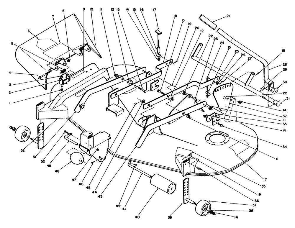 Deck & Lift Assembly Diagram and Parts List for 05-52SY02 2000001 - 2999999 Toro Lawn Mower