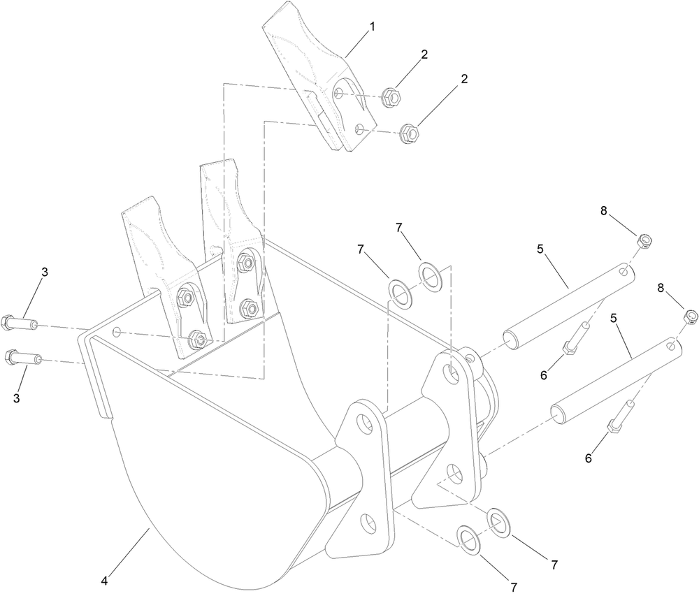 Bucket Assembly Diagram and Parts List for 23106 321000001 - 321999999 Toro Lawn Tractor Accessories
