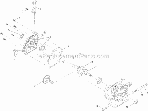 Crankcase Assembly Diagram and Parts List for 38813 316000001-316999999 Toro Snow Blower