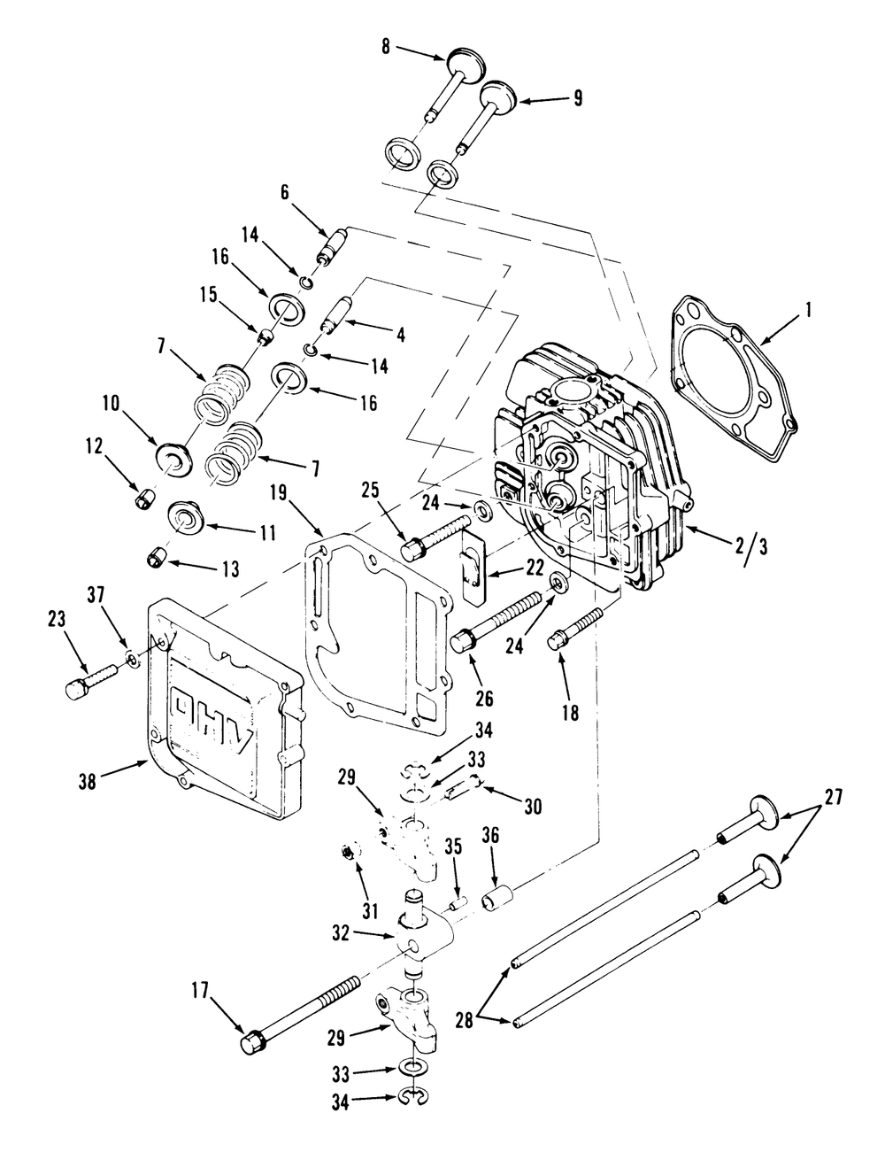 Cylinder Head And Valves-612-Z Diagram and Parts List for Y1-16OE03 1000001 - 1999999 Toro Lawn Tractor