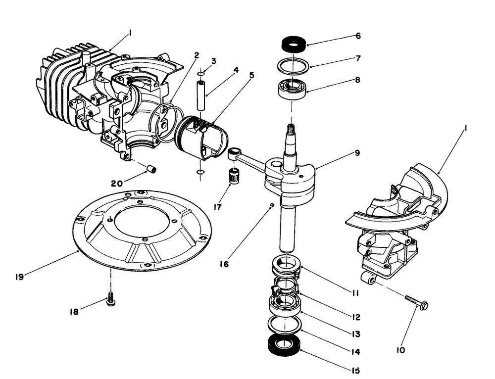 Crankshaft Assembly Engine 47pe-4 (Used On Units With Serial No.6000101-6002073) Engine 47pf-5 (Used On Units With Serial No. 6002074 & Up) Diagram and Parts List for 16585 6000001 - 6999999 Toro Lawn Mower
