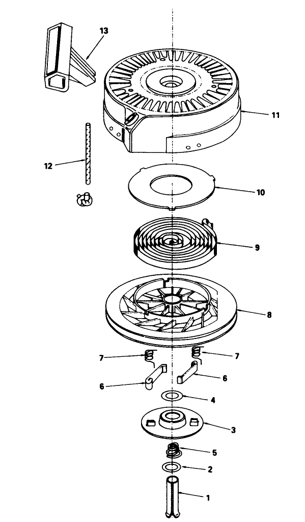 Rewind Starter No. 590621 (Used On Units With Serial No. 7001848 & Up) Diagram and Parts List for 16775 7000001 - 7999999 Toro Lawn Mower