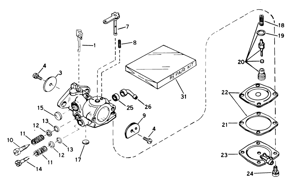 Carburetor No. 632141 Engine Model No. Ah520, Type 1601 (Used On Units With Serial No. 0510158 & Up) Diagram and Parts List for 38100 0500000 - 0999999 Toro Snow Blower