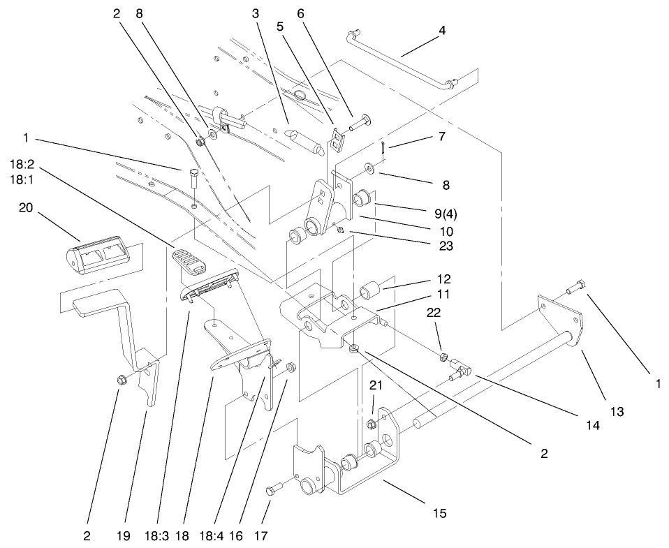 Hydro Controls Assembly Diagram and Parts List for 73547 9900001 - 9999999 Toro Lawn Tractor