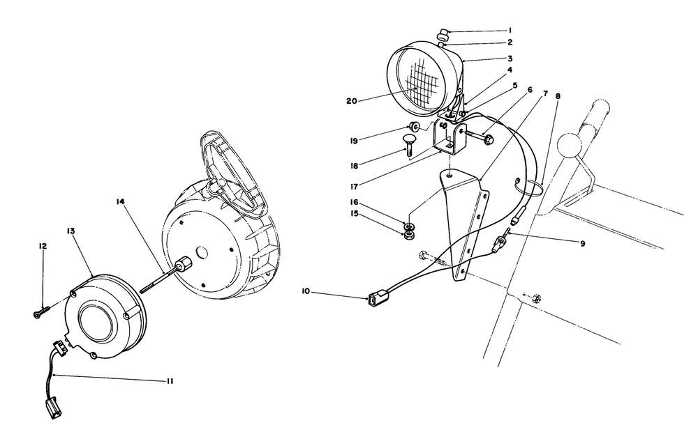 Light Kit No. 54-9821 (Optional) Diagram and Parts List for 38040 6000001 - 6999999 Toro Snow Blower