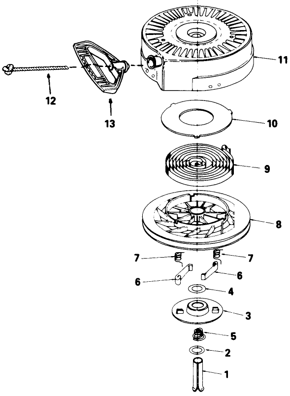Rewind Starter No. 590646 Diagram and Parts List for 38056 0000001 - 0999999 Toro Snow Blower