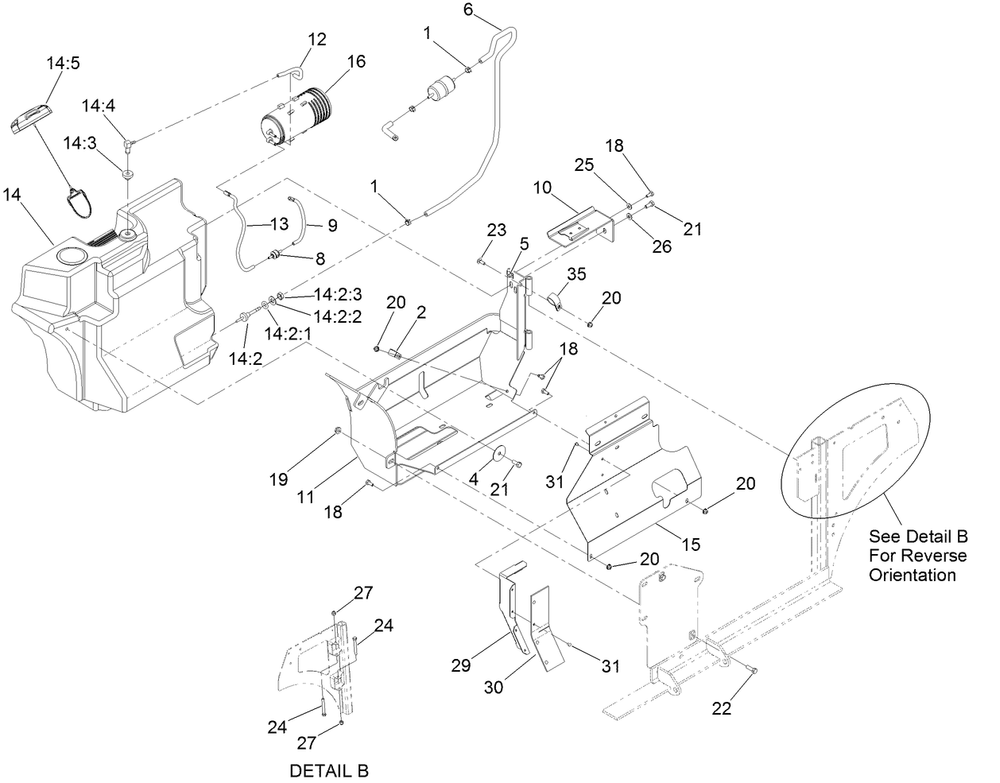 Fuel Assembly Diagram and Parts List for 74313 (316000001-316999999)(2016) Toro Lawn Tractor
