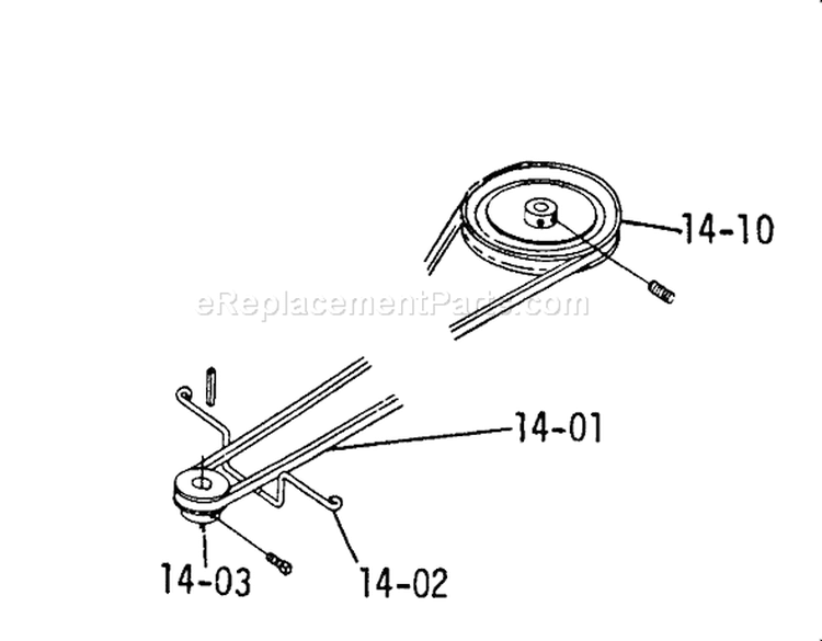 14.000 Drive Belt Pulleys Diagram and Parts List for 2-0210 1971 Toro Lawn Tractor