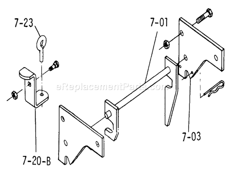 7.000 Hitches Diagram and Parts List for 2-4300 1974 Toro Lawn Tractor
