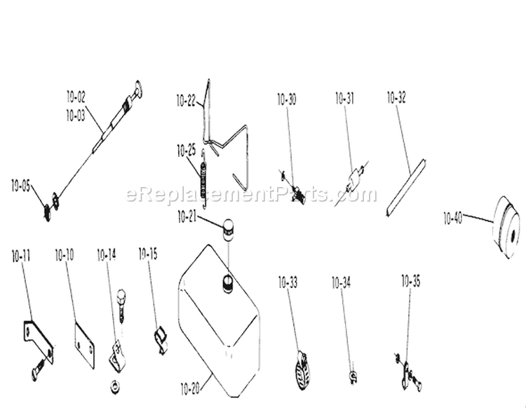 10.000 Fuel And Exhaust Systems Diagram and Parts List for 2-4300 1974 Toro Lawn Tractor