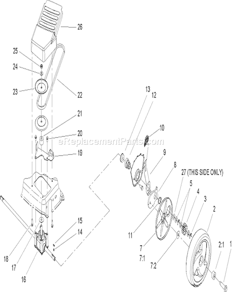 Front Axle and Transmission Assembly Diagram and Parts List for 20005 250000001-250999999 - 2005 Toro Lawn Mower