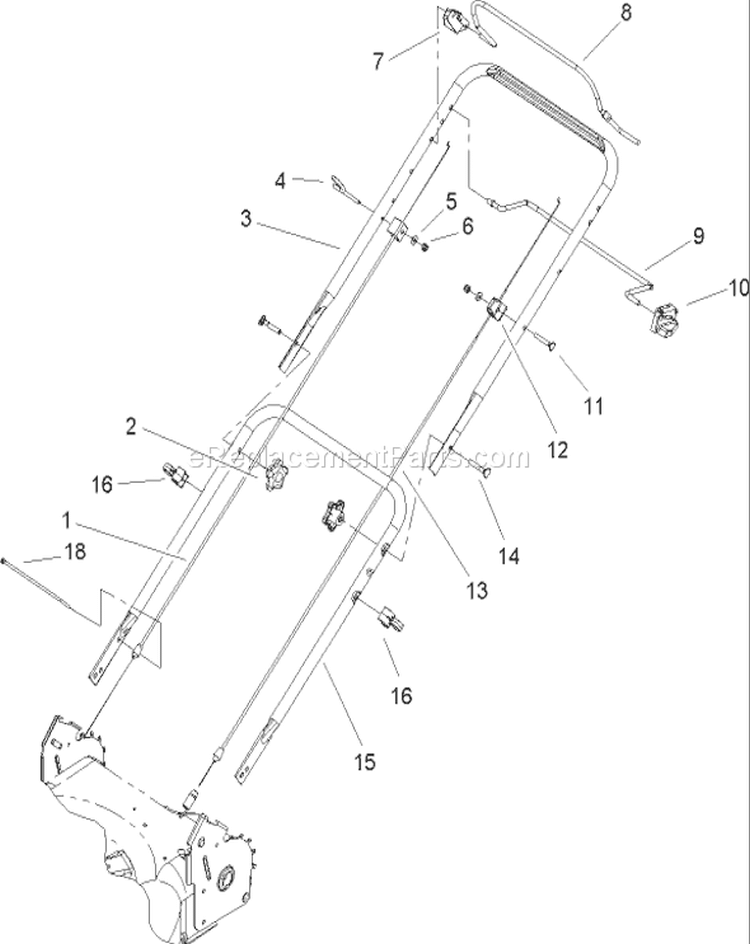 Bail and Handle Assembly Diagram and Parts List for 20005 250000001-250999999 - 2005 Toro Lawn Mower