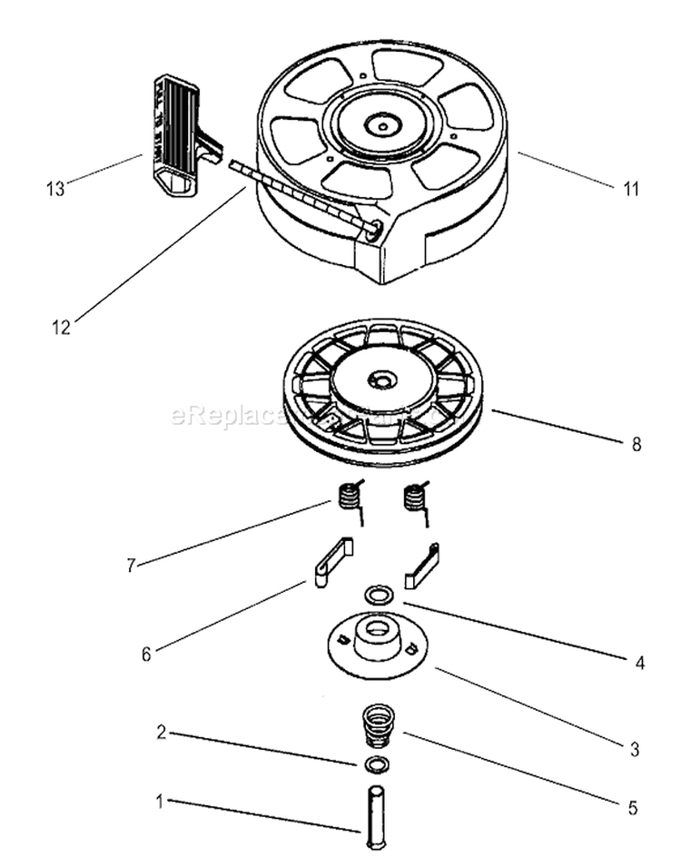Recoil Starter Diagram and Parts List for 20008 230000001-230999999 - 2003 Toro Lawn Mower