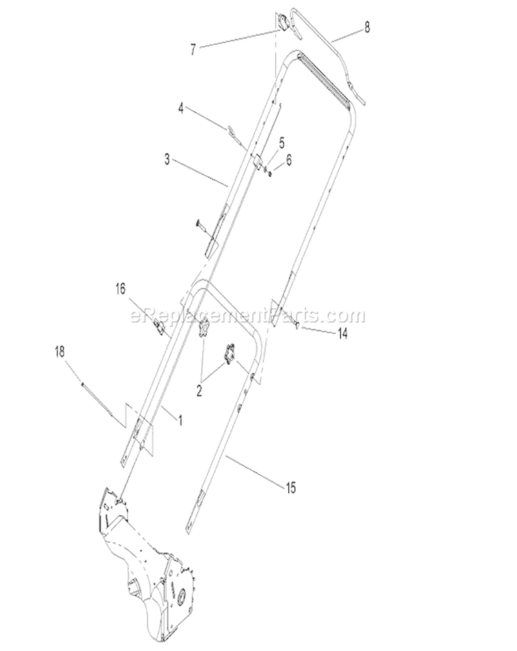 Handle Assembly Diagram and Parts List for 20009 250000001-250999999 - 2005 Toro Lawn Mower