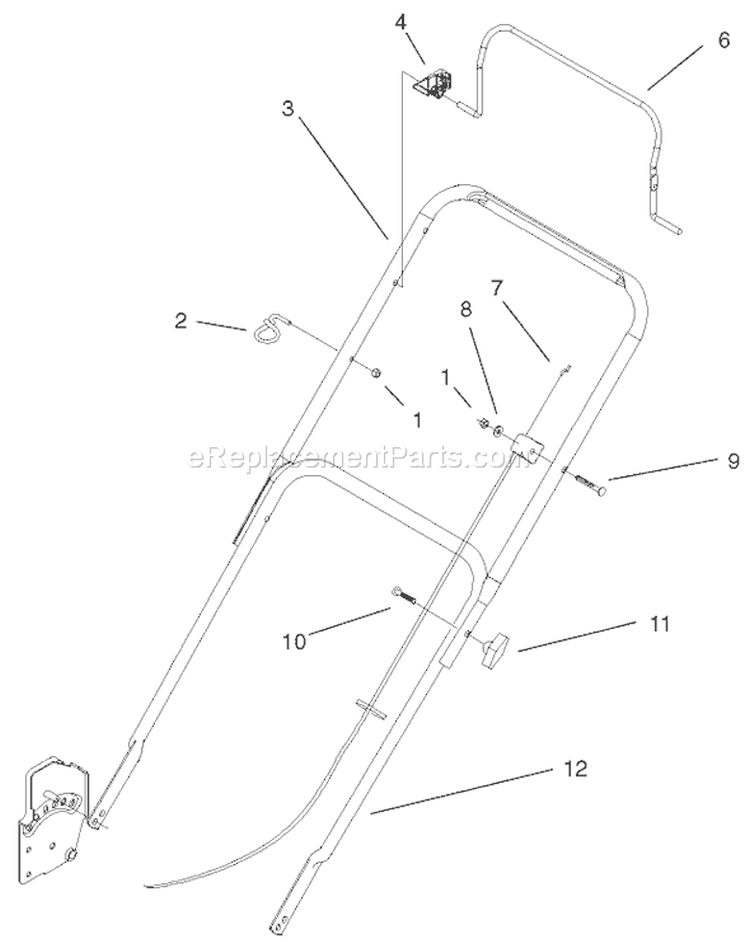 Handle And Controls Assembly Diagram and Parts List for 20010 220000001-220999999 - 2002 Toro Lawn Mower