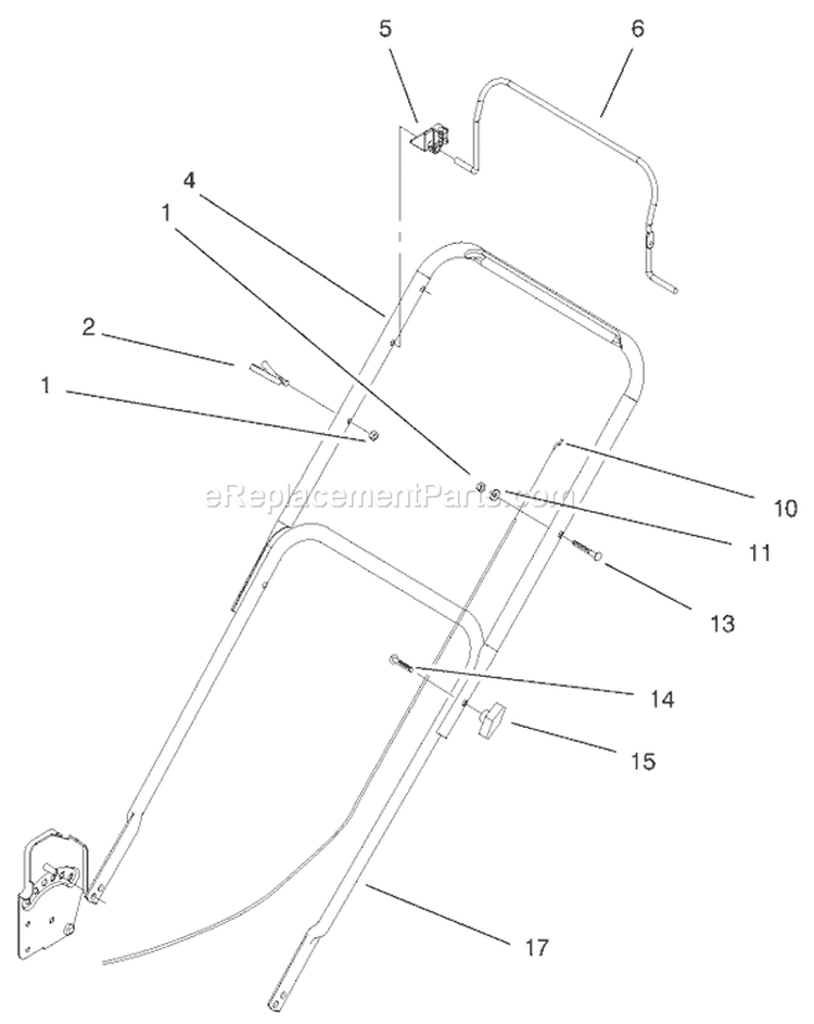 Handle & Controls Assembly Diagram and Parts List for 20010 9900001-9999999 - 1999 Toro Lawn Mower