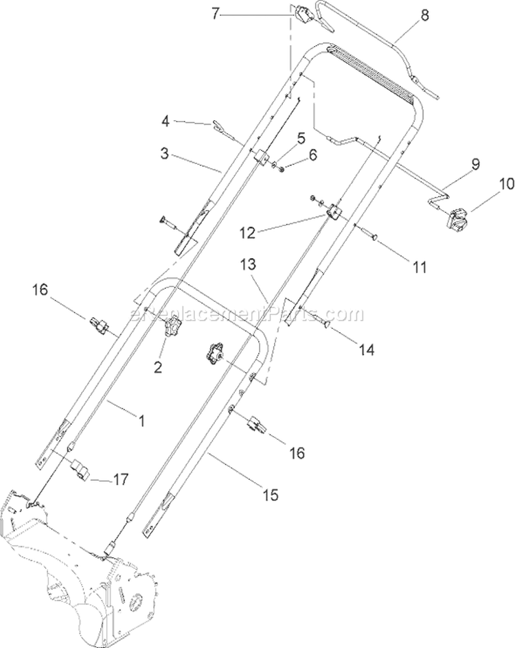 Handle Assembly Diagram and Parts List for 20012 240000001-240999999 - 2004 Toro Lawn Mower