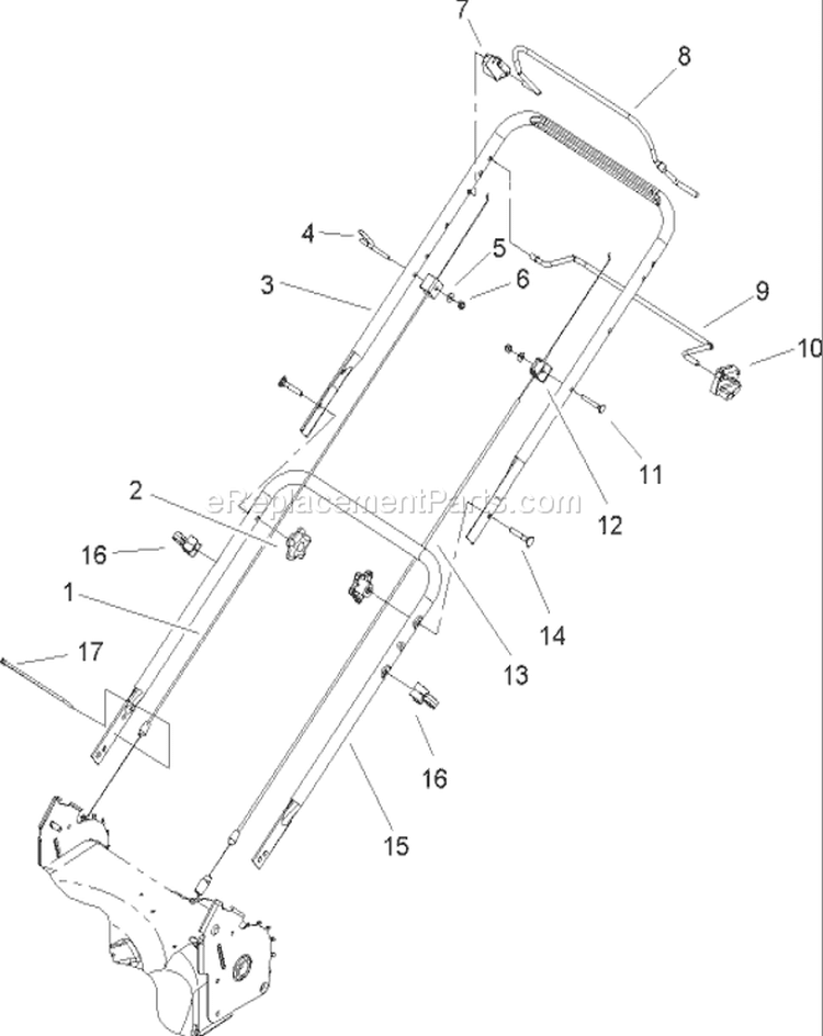 HP-2 Bail Handle Assembly Diagram and Parts List for 20012 250000001-250999999 - 2005 Toro Lawn Mower