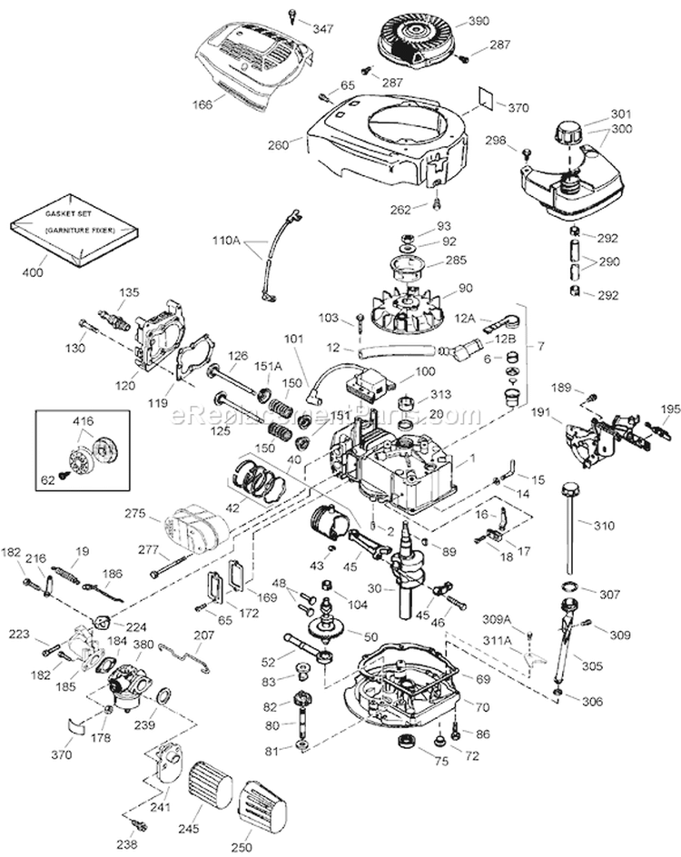Engine Diagram and Parts List for 20012 260000001-260999999 - 2006 Toro Lawn Mower