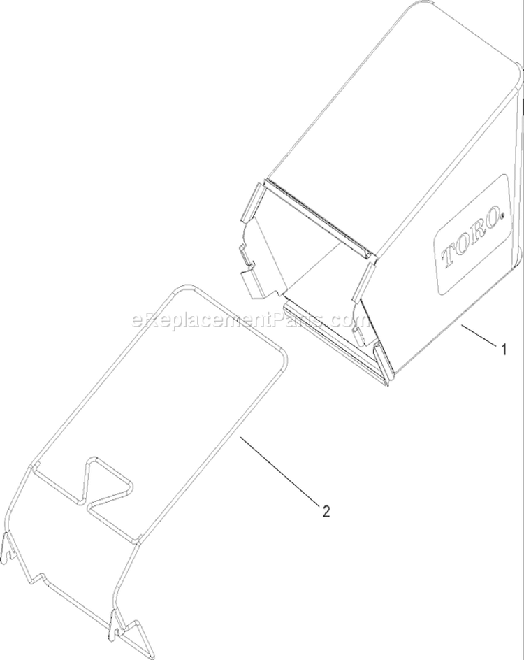 Rear Bag Assembly Diagram and Parts List for 20003 260000001-260999999 - 2006 Toro Lawn Mower
