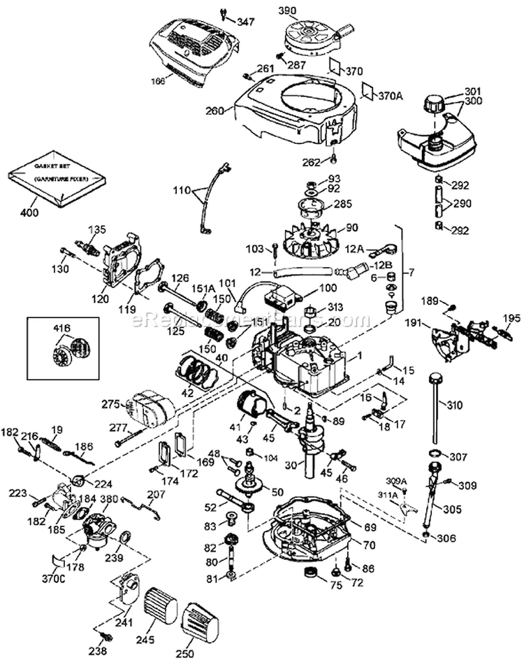 Engine Diagram and Parts List for 20013 240000001-240999999 - 2004 Toro Lawn Mower