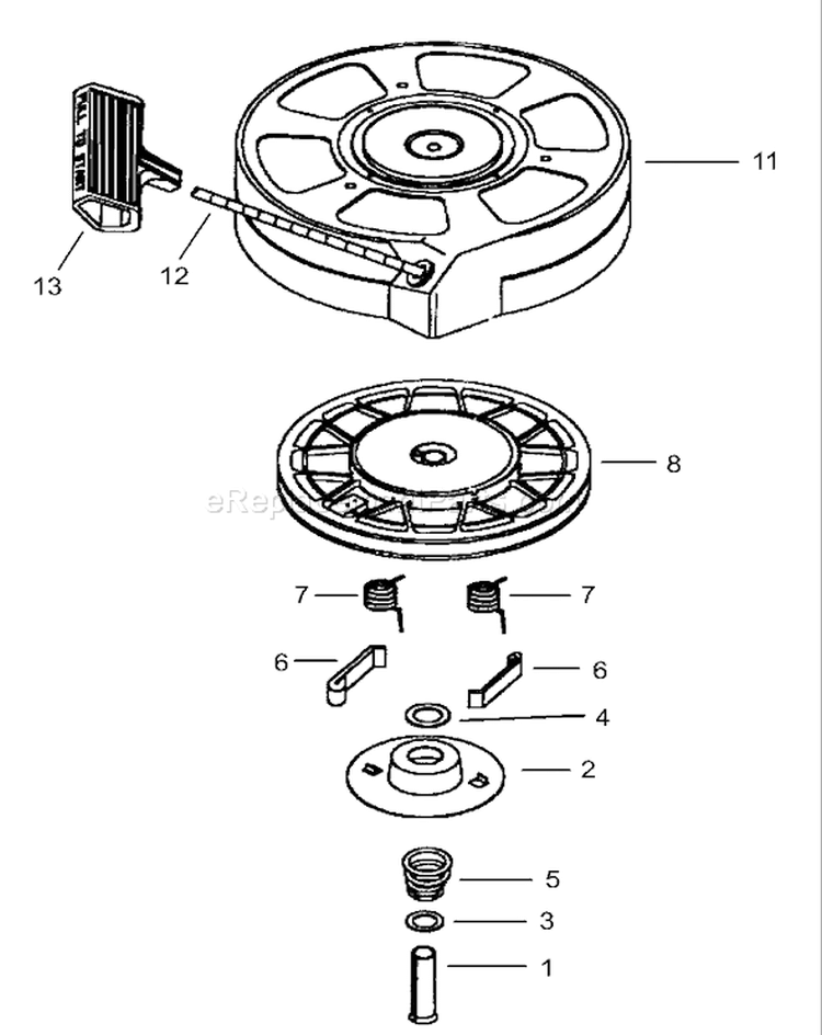 Recoil Starter Assembly Diagram and Parts List for 20016 220000001-220300000 - 2002 Toro Lawn Mower