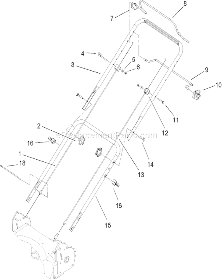 Bail and Handle Assembly Diagram and Parts List for 20016 260000001-260999999 - 2006 Toro Lawn Mower