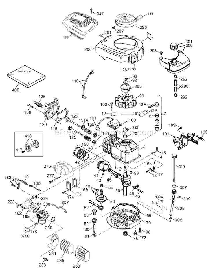 Engine Diagram and Parts List for 20017 220000001-220300000 - 2002 Toro Lawn Mower