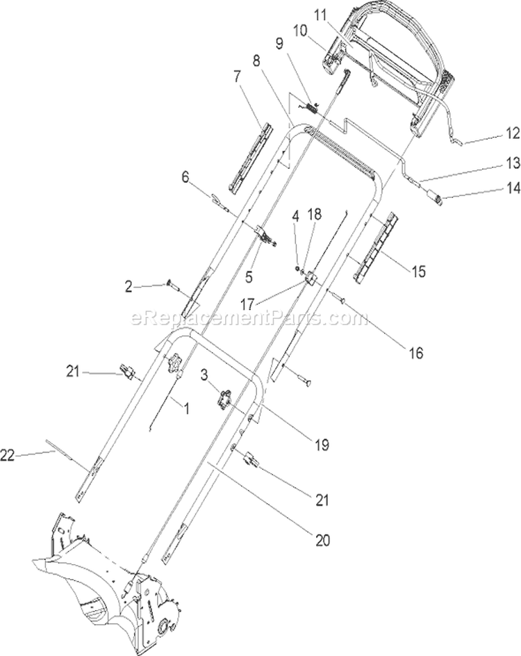 Handle Assembly Diagram and Parts List for 20017 250000001-250999999 - 2005 Toro Lawn Mower