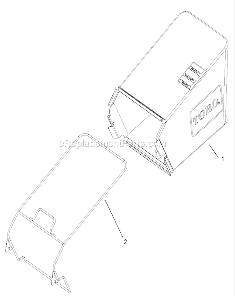 Rear Bag Assembly Diagram and Parts List for 20014 220300001-220999999 - 2002 Toro Lawn Mower