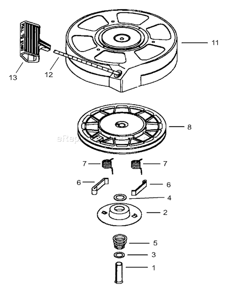 Recoil Starter Assembly Diagram and Parts List for 20014 220300001-220999999 - 2002 Toro Lawn Mower