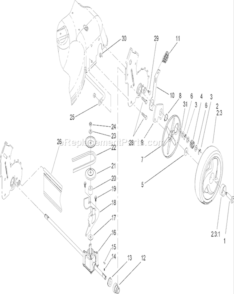 Rear Axle and Transmission Assembly Diagram and Parts List for 20014 230000001-230999999 - 2003 Toro Lawn Mower