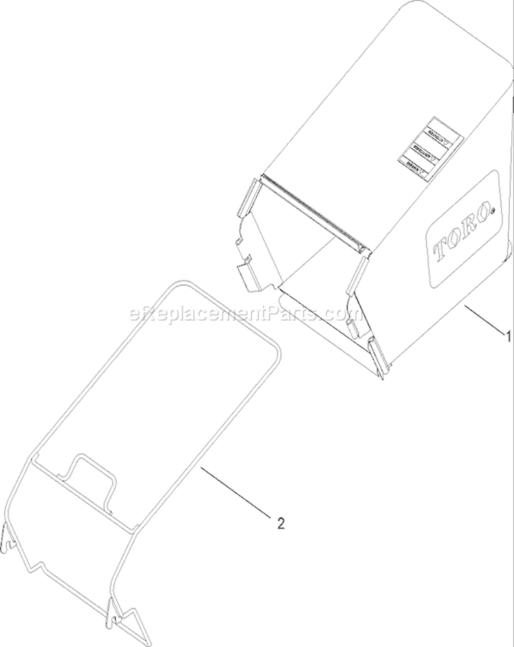 Rear Bag Assembly Diagram and Parts List for 20017 230000001-230999999 - 2003 Toro Lawn Mower