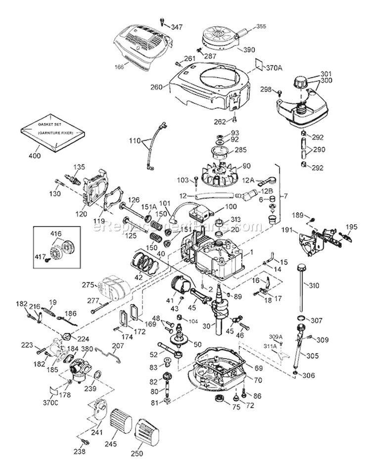 Engine Diagram and Parts List for 20016 230000001-230999999 - 2003 Toro Lawn Mower