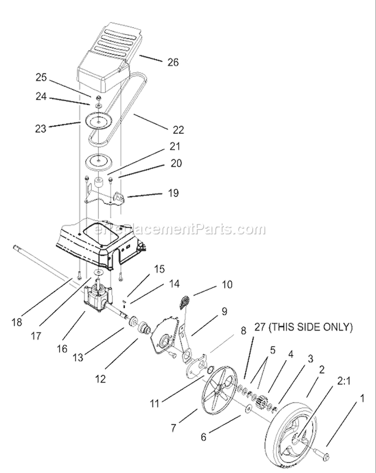Front Axle and Transmission Assembly Diagram and Parts List for 20012 240000001-240999999 - 2004 Toro Lawn Mower
