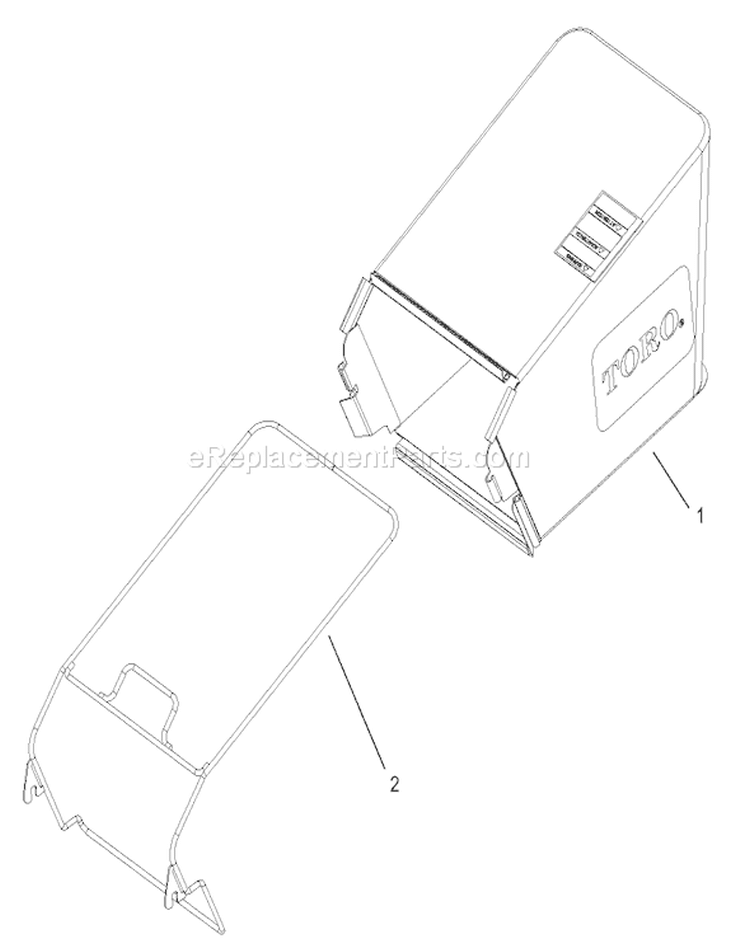 Rear Bag Assembly Diagram and Parts List for 20016 230000001-230999999 - 2003 Toro Lawn Mower