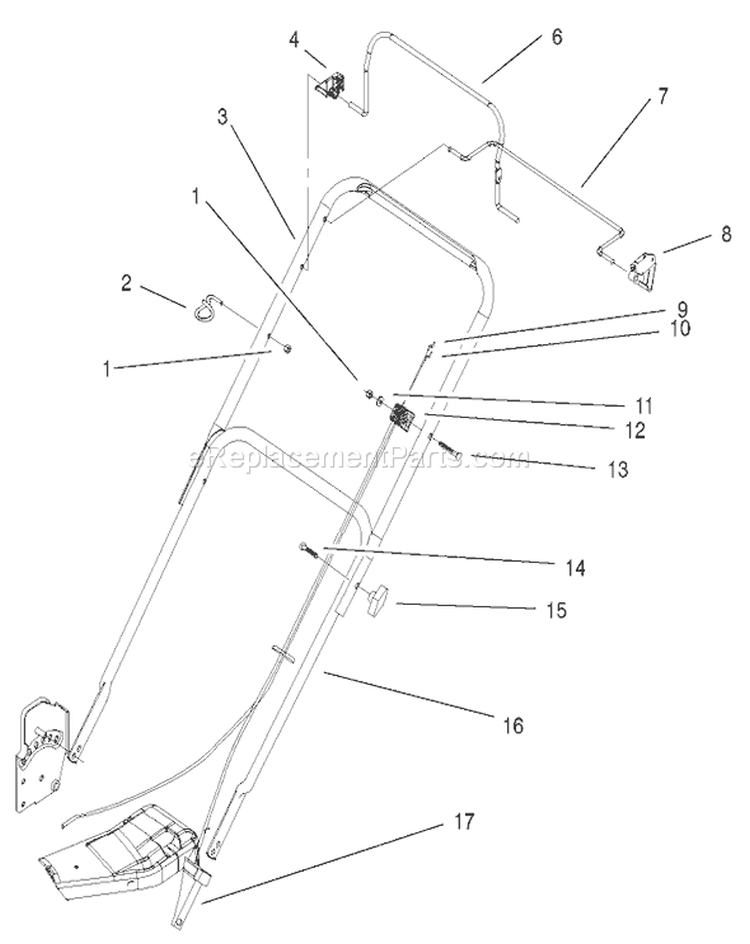 Handle Assembly Diagram and Parts List for 20020 210000001-210999999 - 2001 Toro Lawn Mower
