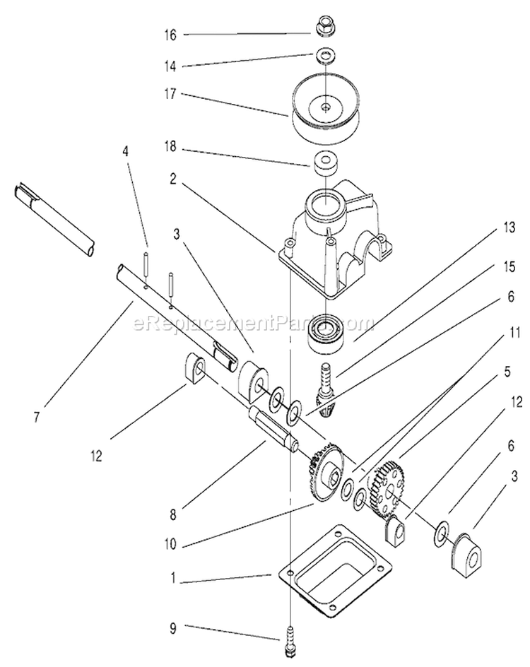 Gear Case Assembly Diagram and Parts List for 20020 9900001-9999999 - 1999 Toro Lawn Mower