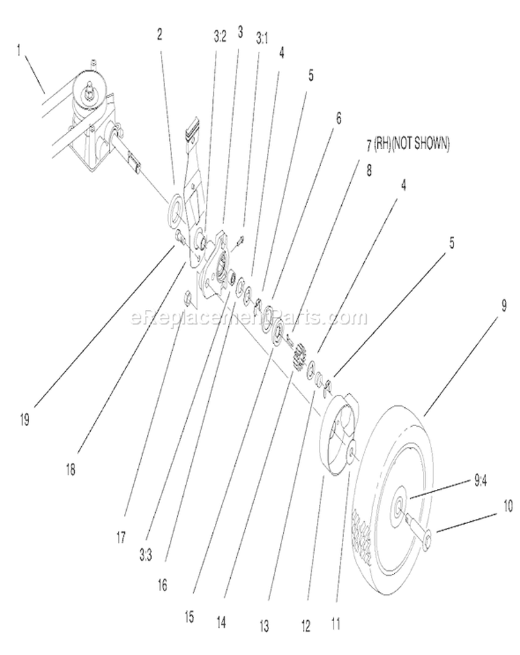 Rear Axle Assembly Diagram and Parts List for 20020 9900001-9999999 - 1999 Toro Lawn Mower