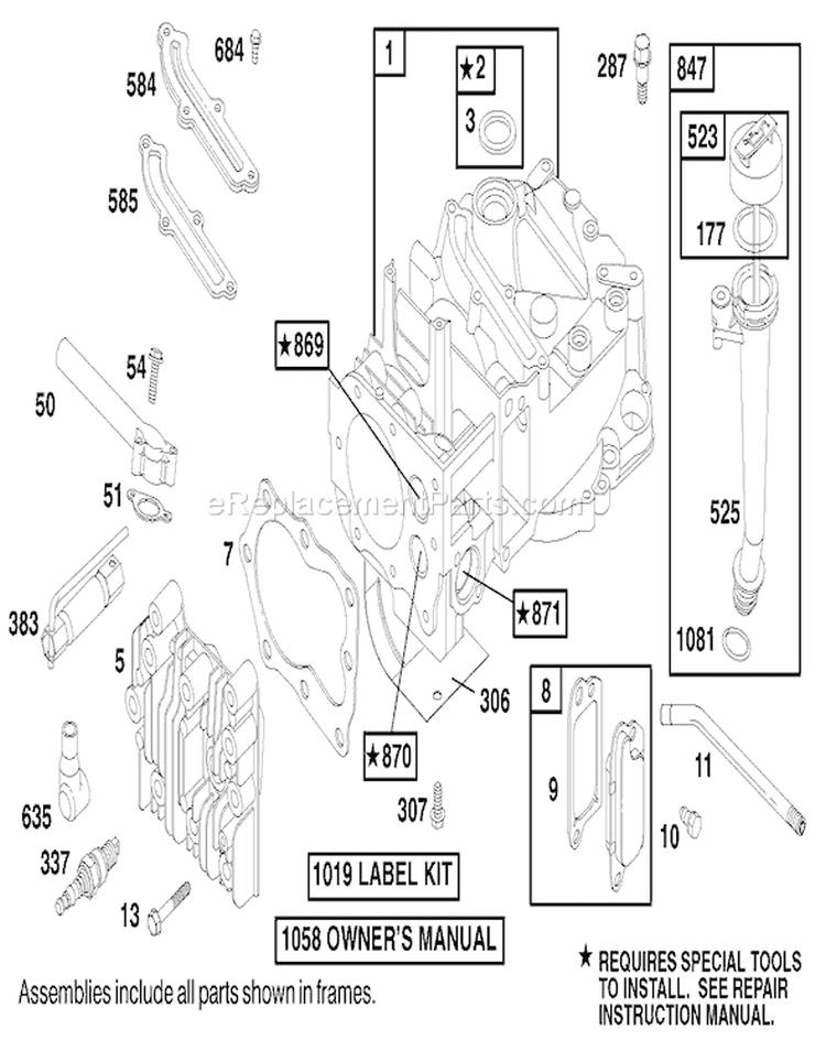 Engine Diagram and Parts List for 20020 9900001-9999999 - 1999 Toro Lawn Mower