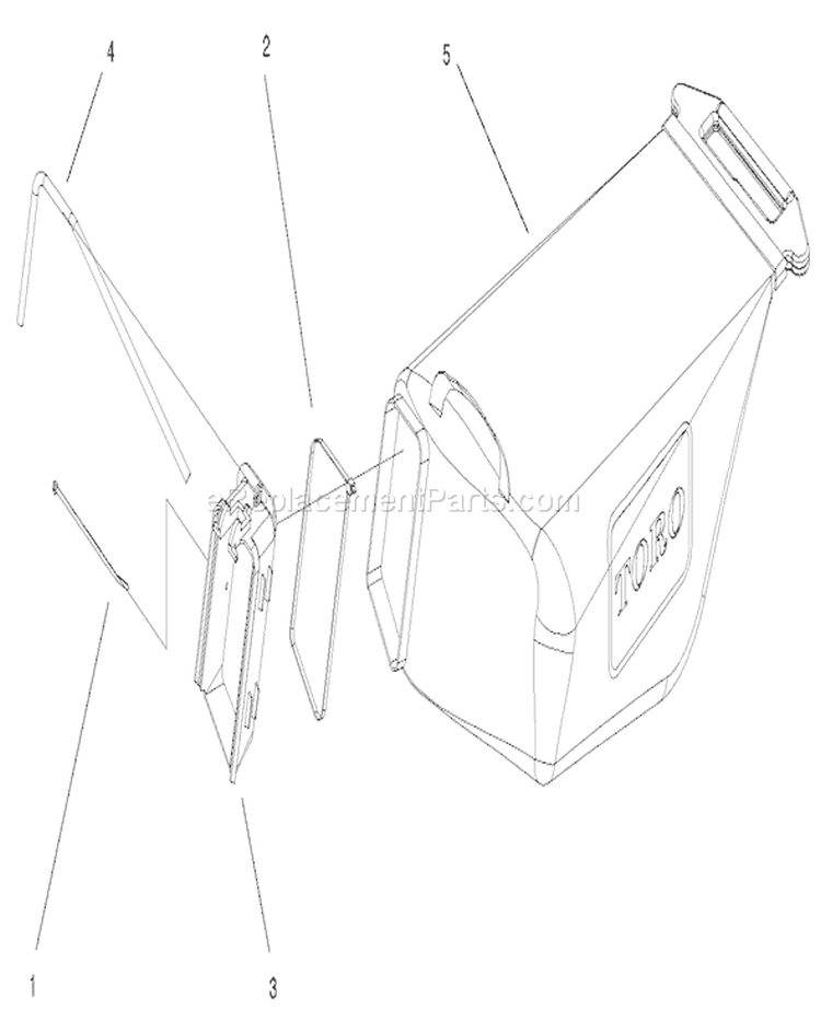 Grass Bagging Assembly Diagram and Parts List for 20023 210000001-210999999 - 2001 Toro Lawn Mower