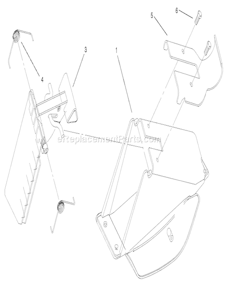 Discharge Door Assembly Diagram and Parts List for 20023 210000001-210999999 - 2001 Toro Lawn Mower