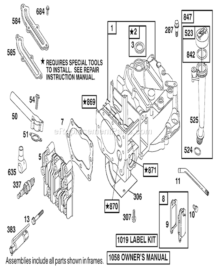 Engine Diagram and Parts List for 20023 210000001-210999999 - 2001 Toro Lawn Mower