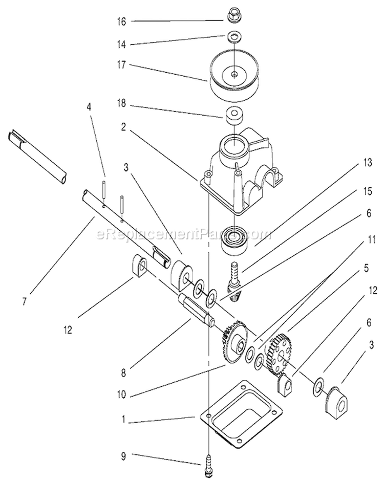 Gear Case Assembly Diagram and Parts List for 20022 9900001-9999999 - 1999 Toro Lawn Mower